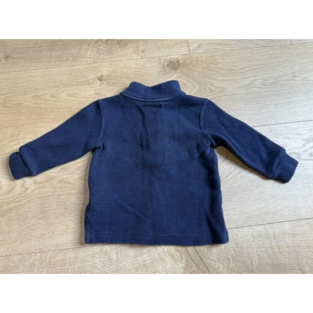 EUC Baby Boy Ralph Lauren long sleeve quarter zip navy blue sweater size 9M